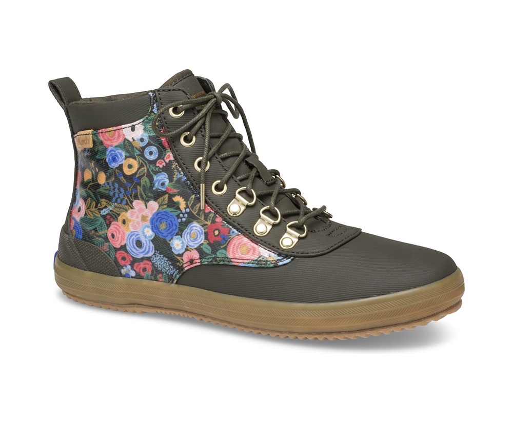 Keds Sneaker Damen Grün - Rifle Paper Co. Scout Water-Resistant Boot Garden Party - HAF-659120